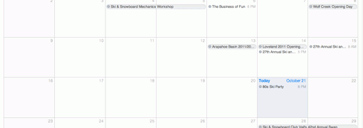 2011 Ski Resort Dates in Colorado Calendar