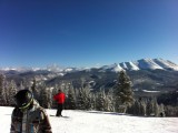 At the top of Peak 9 you can see snow covered trees for miles