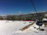 New snow comes with long lines, Falcon was no exception in the morning